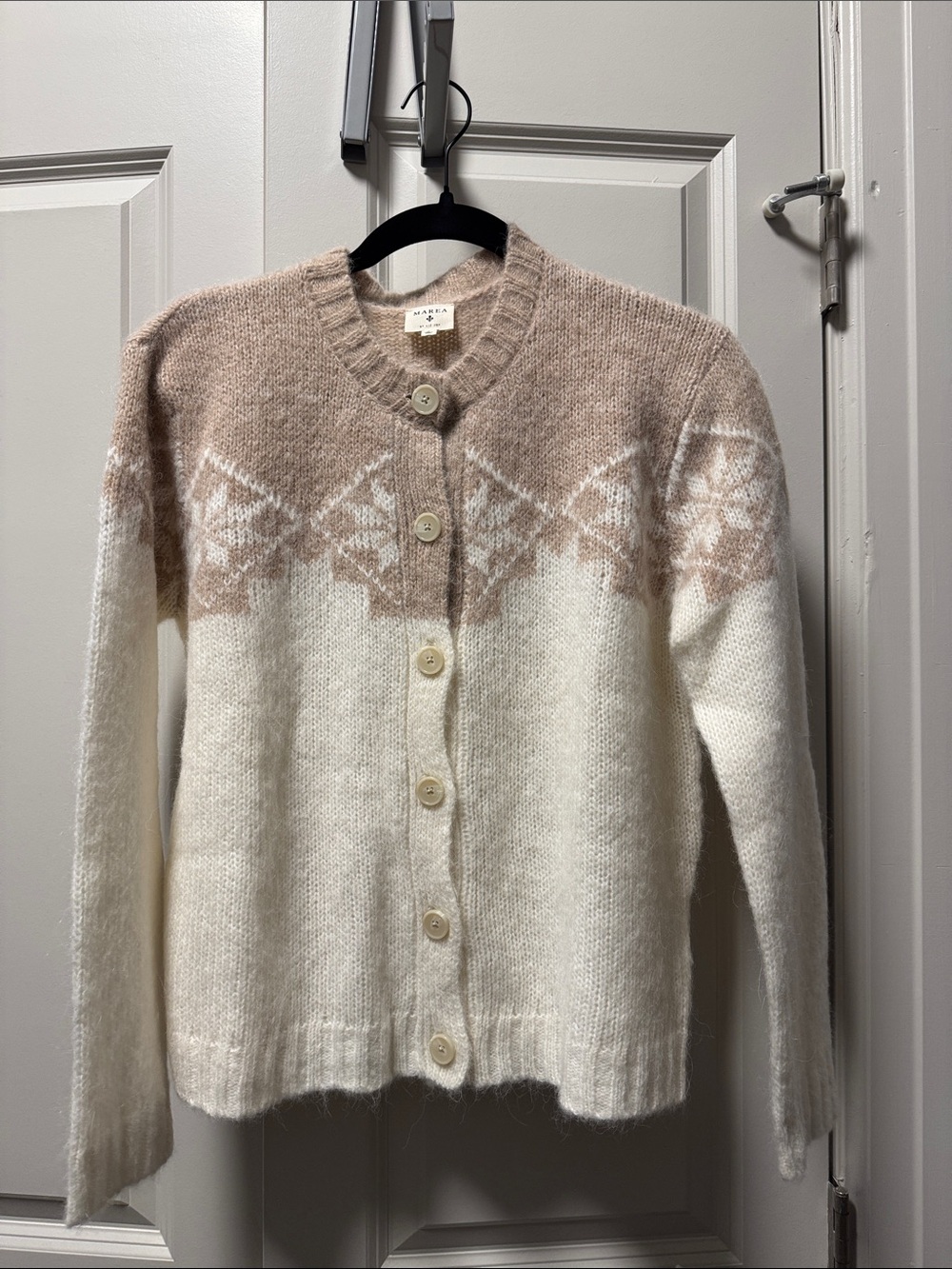 Womens MAREA Cream and Tan Cardigan Size Small